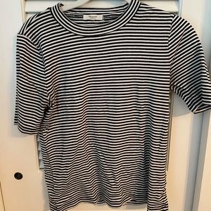 Black and White Striped Mock Neck